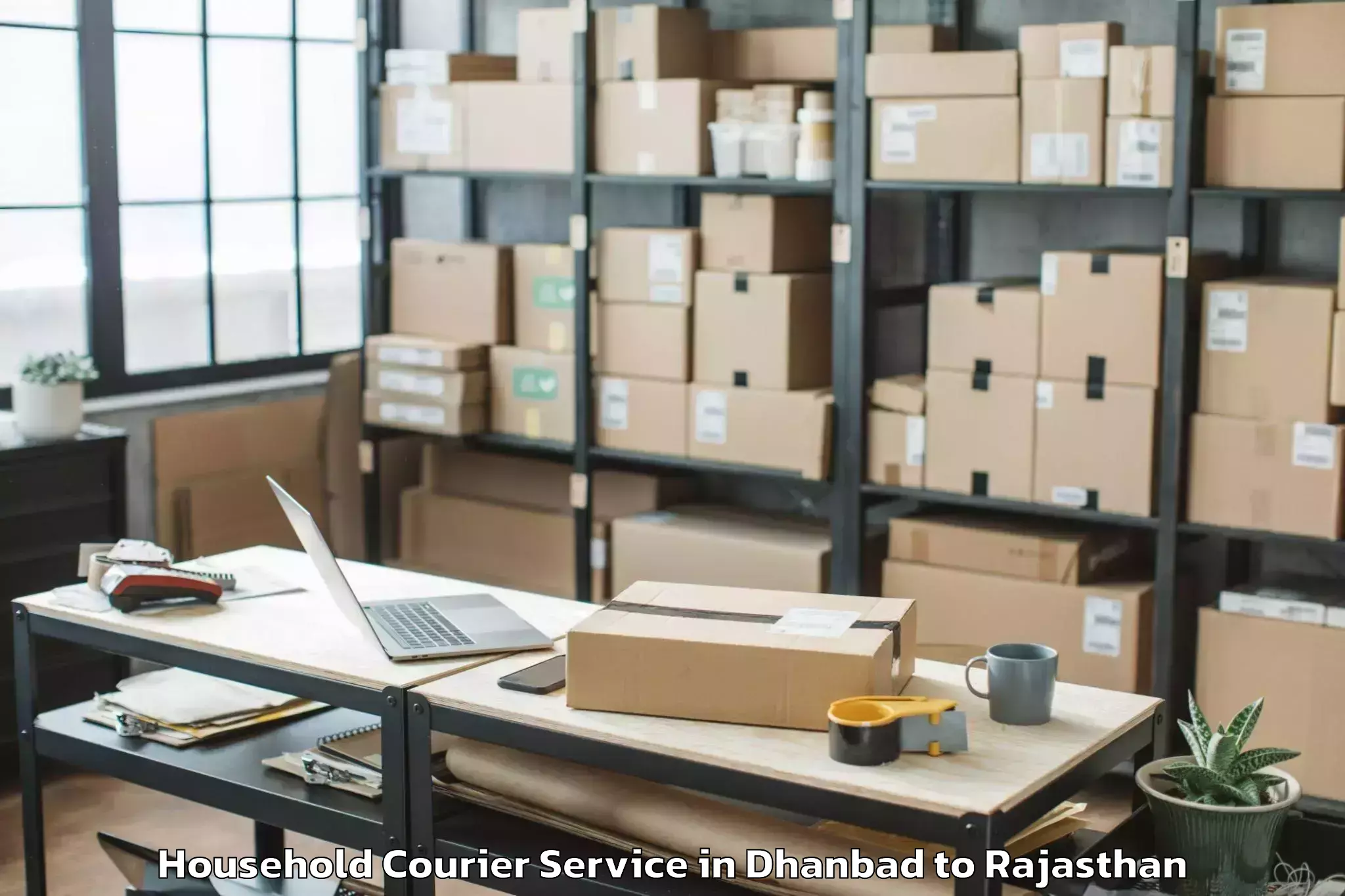 Easy Dhanbad to Churu Household Courier Booking